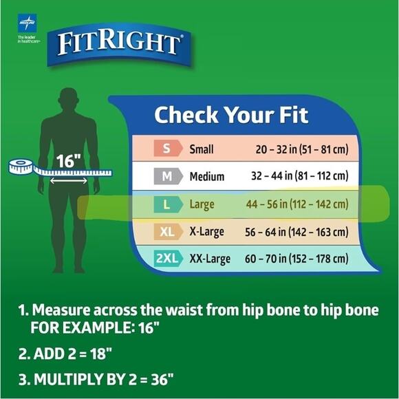 FitRight Extra+ Adult Diapers, Incontinence Briefs Large (44"-56") 20 Count - Picture 5 of 6
